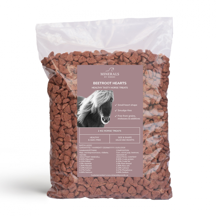 Beetroot Hearts - Horse treat 2 kg Refill in the group HORSE / Horse treats / Horse treats at Minerals by Nordic (HEA-020)