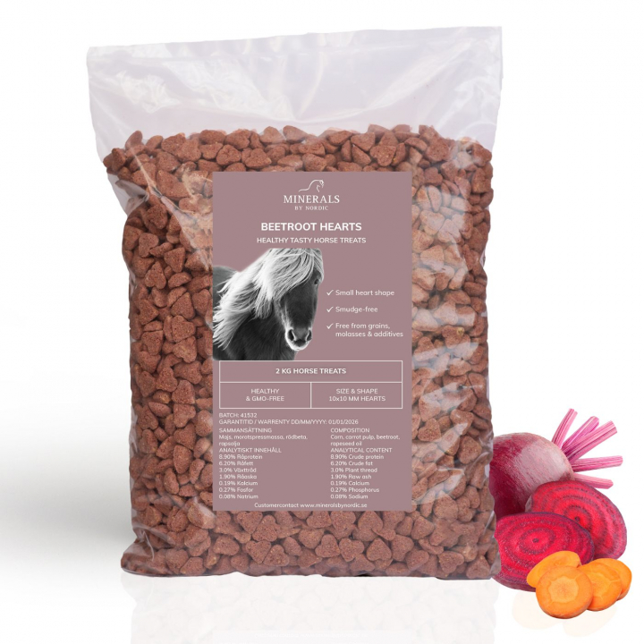 Beetroot Hearts - Horse treat 2 kg Refill in the group HORSE / Horse treats / Horse treats at Minerals by Nordic (HEA-020)